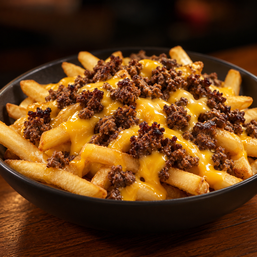 Papas cheddar y carne